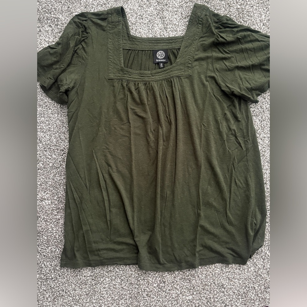 Bobeau Deep Green Short Sleeve Top